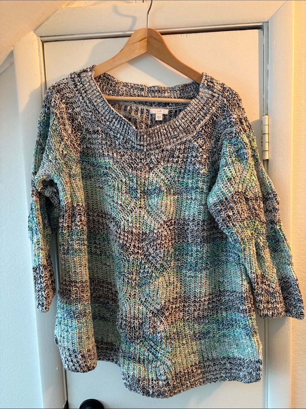 J. Jill Multicolor Crew Neck Cable Knit Sweater - Women's